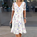 Vestido Midi Floral con Mangas de Encaje Edith