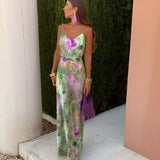 Vestido Largo Colorido Tie-Dye con Lazo Extraíble