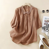 Blusa Abotonada Laurienne™ con Cuello de Encaje
