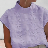 Blusa de Cuello Alto Doutzen con Bordado de Flores