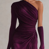 Vestido Maxi Morado de Un Solo Hombro Rosalia™