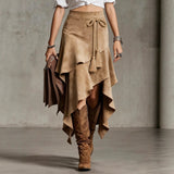 Falda de Suede Boho con Borlas