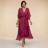 Vestido Ligero de Gasa con Escote en V para Mujer Monica
