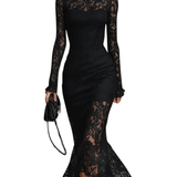 Vestido Maxi de Encaje Negro Veronika