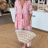 Vestido Casual Estampado Modena con Escote en V y Manga Media para Mujer