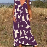 Vestido Estampado Elegante Stéphanie™ con Cuello en V