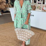Vestido Casual Estampado Modena con Escote en V y Manga Media para Mujer