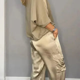 Bindi™ Conjunto Elegante de Camisa de Manga Corta y Pantalones Informales