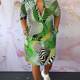 Vestido Colorido Ria™ con Cuello en V