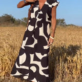Vestido Estampado Elegante Stéphanie™ con Cuello en V