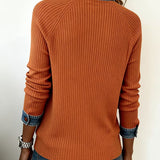 Polo de Punto Acanalado con Bordes de Denim