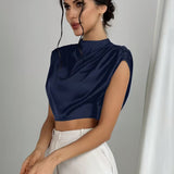 Blusa de Satén Silque Drapé