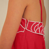 Vestido Largo de Mezcla de Lino con Parte Superior de Pez Tiara™