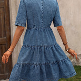 Vestido Vaquero Corto Elyna con Volantes
