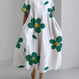 Vestido de Cuello Redondo Norie con Flores Primaverales