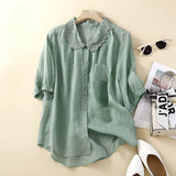 Blusa Abotonada Laurienne™ con Cuello de Encaje