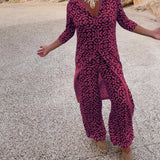 Amalia™ | Conjunto de botones de solapa de dos piezas con estampado retro