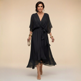 Vestido Ligero de Gasa con Escote en V para Mujer Monica