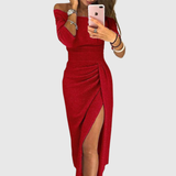 Vestido Maxi Isabeau con Cuello Halter y Ajuste Fluido