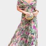 Vestido Largo de Flores Magda™ con Escote en V