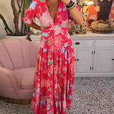 Vestido Floral con Cuello en V y Bolsillos Catrisa™