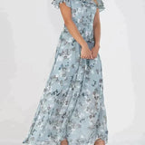 Vestido Largo Floral Marit con Cuello en V