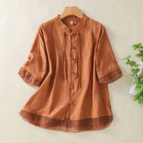 Blusa Abotonada Laurienne™ con Cuello Mandarín