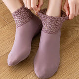 Juego de Calcetines de Terciopelo con Encaje Maison