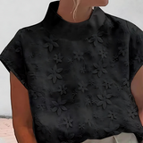 Blusa de Cuello Alto Doutzen con Bordado de Flores