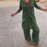 Amalia™ | Conjunto de botones de solapa de dos piezas con estampado retro