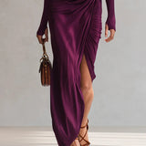 Vestido Maxi Morado de Un Solo Hombro Rosalia™