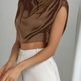 Blusa de Satén Silque Drapé