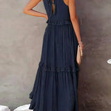 Vestido Largo con Volantes y Cuello Halter Sarah