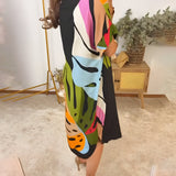 Vestido Casual con Estampado de Hojas de Colores Roos™