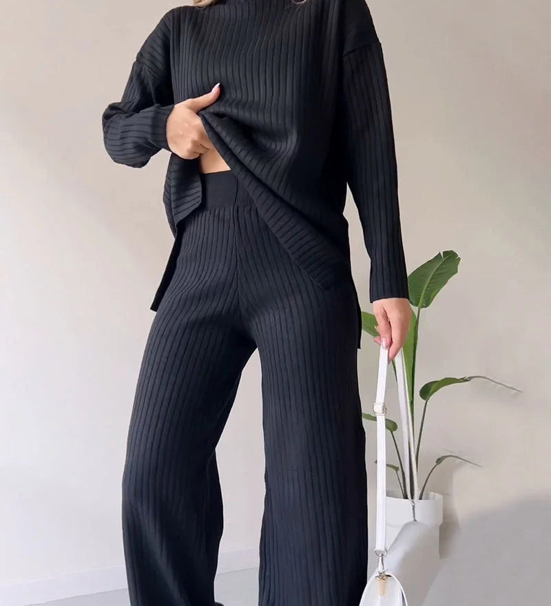 Conjunto Casual de Dos Piezas con Abertura Elegante