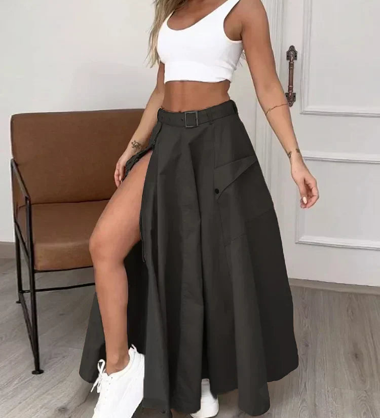 Conjunto de Dos Piezas Sin Mangas con Abertura Lisa
