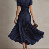 Vestido Midi Satinado Rayas Retro Adriana para Mujer