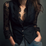 Blazer de Mujer Negro con Encaje Claudia