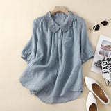 Blusa Abotonada Laurienne™ con Cuello de Encaje