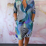 Vestido Colorido Ria™ con Cuello en V