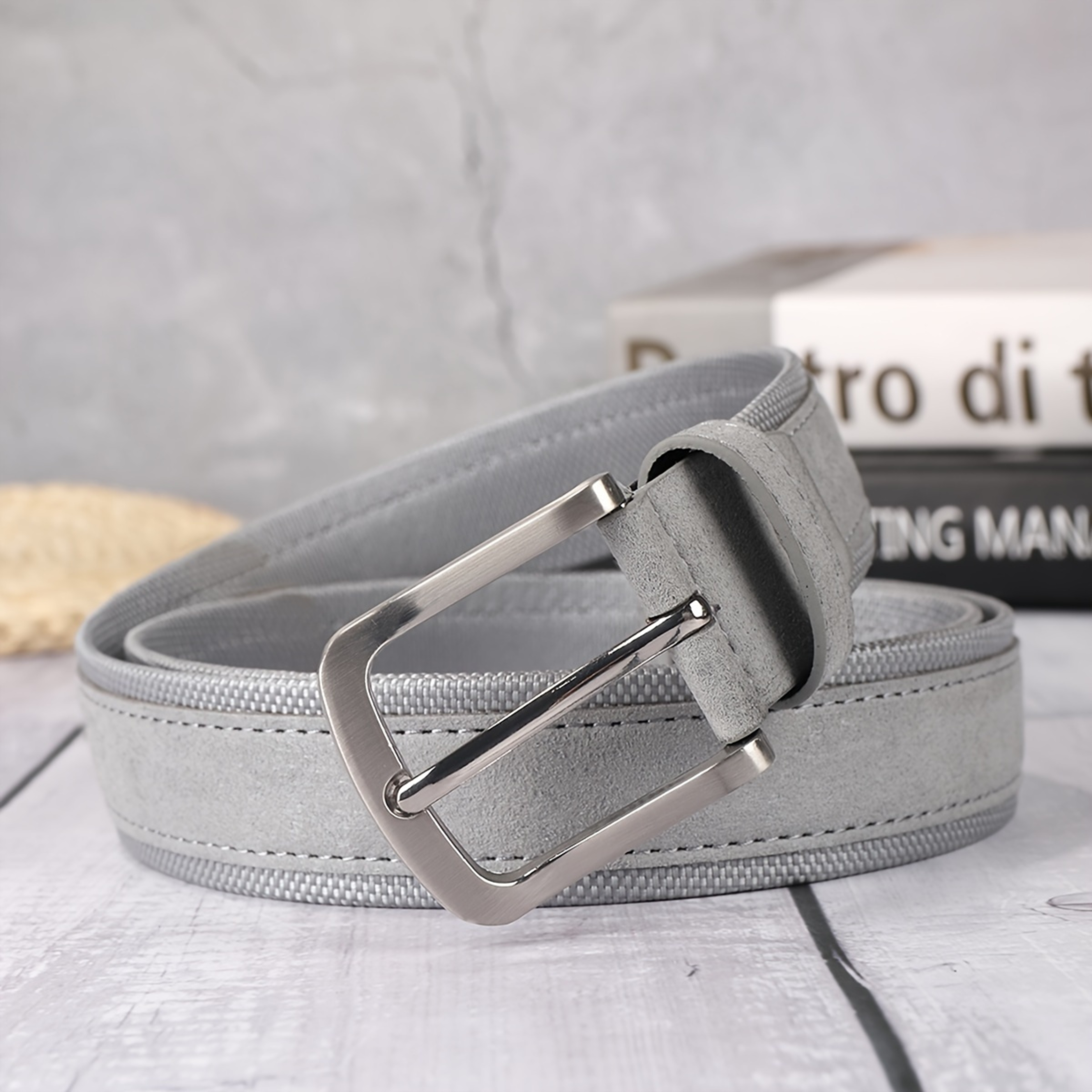 Cinturón de Piel Suede y Pizarra