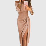 Vestido Maxi Isabeau con Cuello Halter y Ajuste Fluido