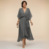 Vestido Ligero de Gasa con Escote en V para Mujer Monica