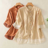 Blusa Abotonada Laurienne™ con Cuello Mandarín