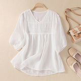 Blusa Plisada Laurienne™ con Cuello en V