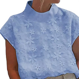 Blusa de Cuello Alto Doutzen con Bordado de Flores