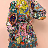 Vestido Plisado Estampado Freya™ con Cordones