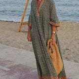 Vestido Maxi de Mujer con Estampado y Escote en V Luna