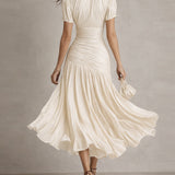 Vestido Midi Satinado Rayas Retro Adriana para Mujer