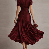 Vestido Midi Satinado Rayas Retro Adriana para Mujer